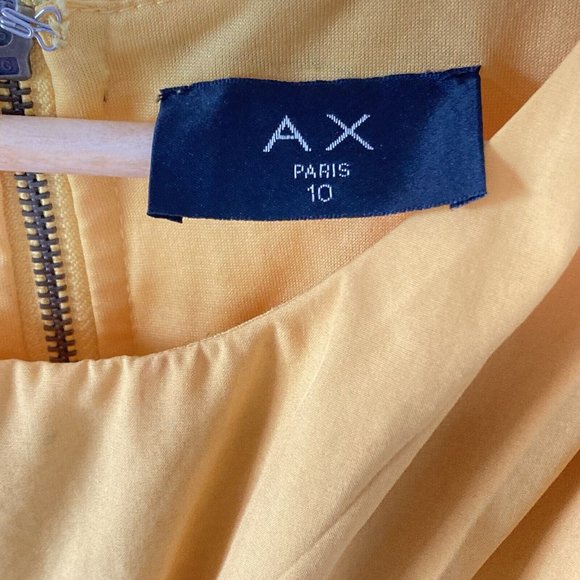 Vintage Ax Paris Women Yellow Stretchy Round Neck Wide Strap Sleeveless Dress 10 - Picture 4 of 8